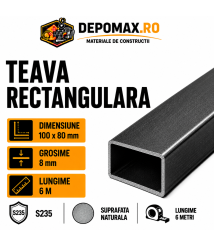 Teava rectangulara 100 x 80 x 8 mm, 6 metri